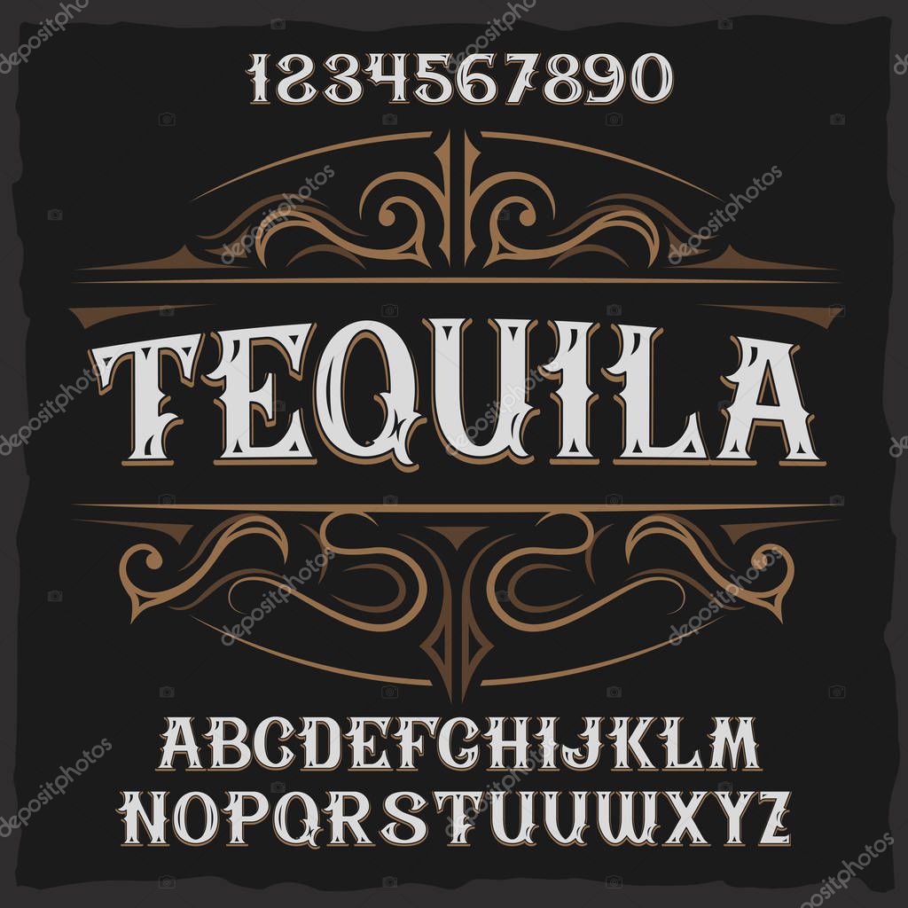Vintage label typeface named 