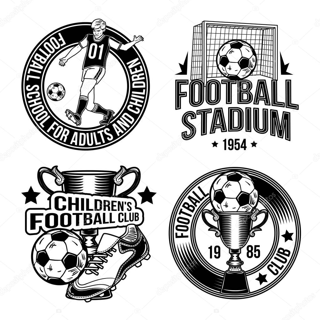 Set of football emblems, labels, badges, logos. Isolated on white.
