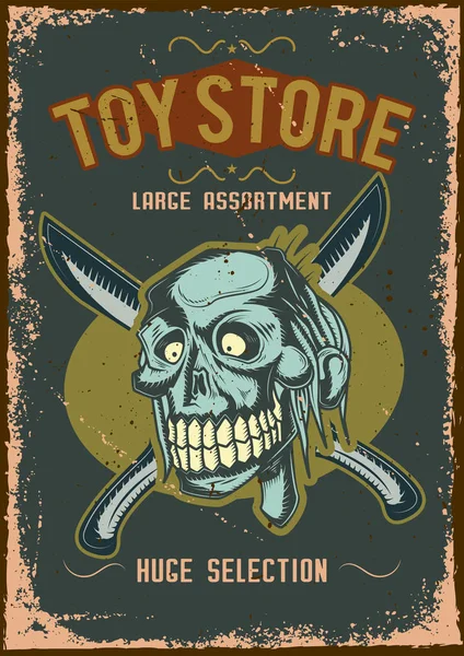 Дизайн плакату з ілюстрацією зомбі — стоковий вектор