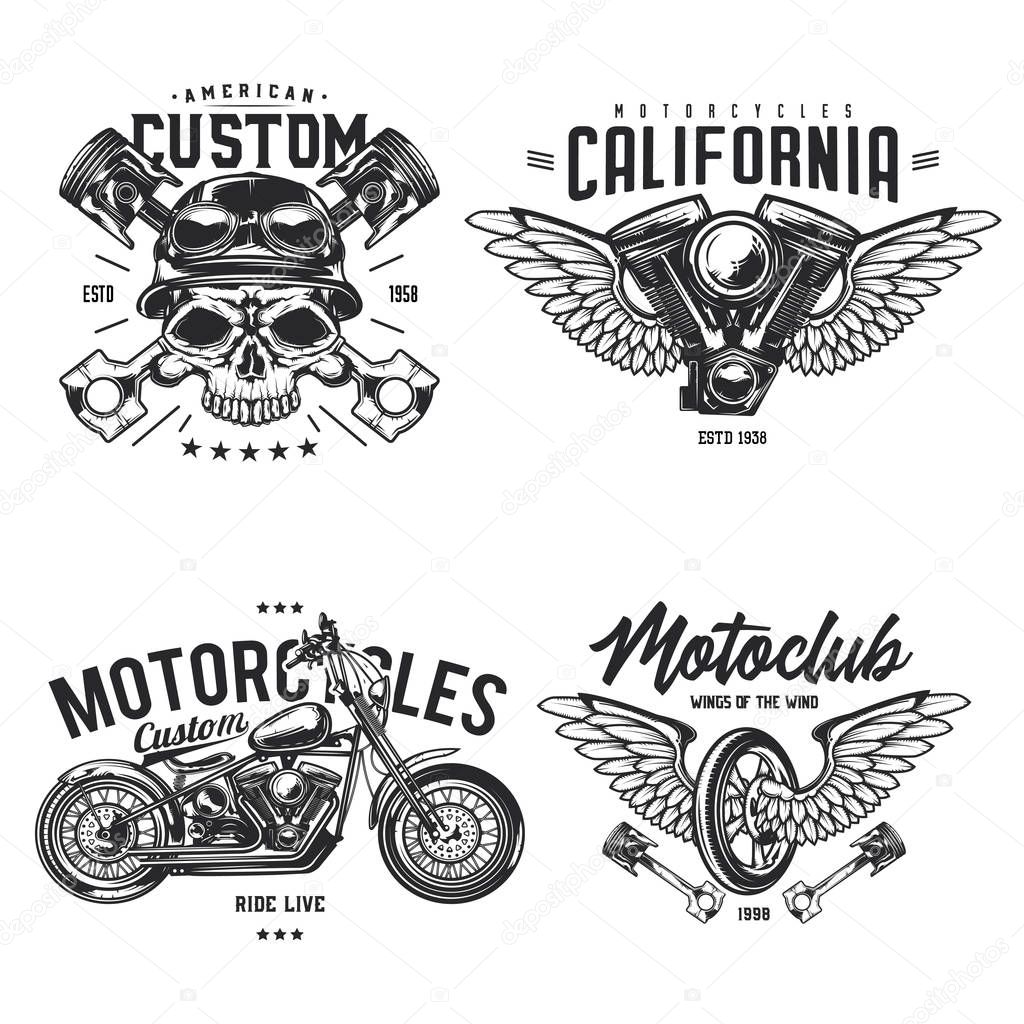 Set of biker and motorcycle emblems