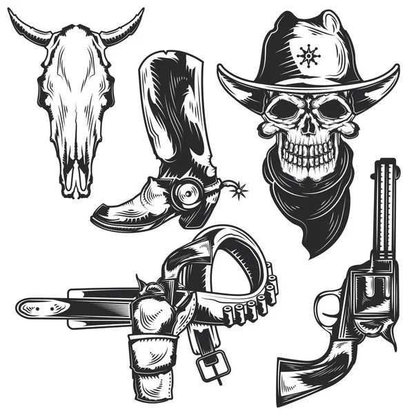 Conjunto de elementos vaqueros — Vector de stock