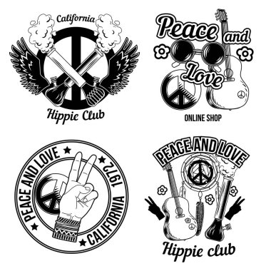 Hippi amblemleri seti