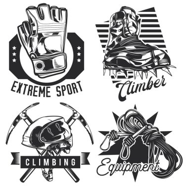 Yürüyüş amblemleri, etiketler, rozetler, logolar seti.