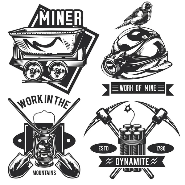 Conjunto de emblemas mineiro, rótulos, emblemas, logotipos . —  Vetores de Stock