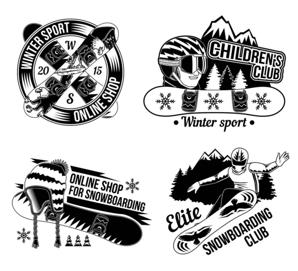 Set von Snowboard Emblemen — Stockvektor