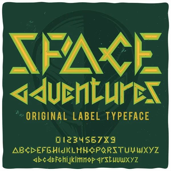 Etiqueta Vintage tipografía llamada "Aventuras espaciales " — Vector de stock