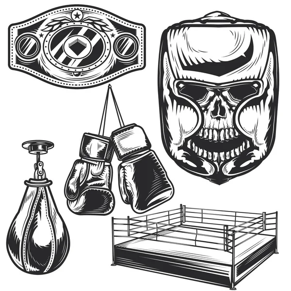 Conjunto de elementos de boxeo — Vector de stock