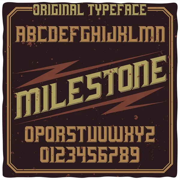 Origineel label lettertype met de naam "Milestone". — Stockvector