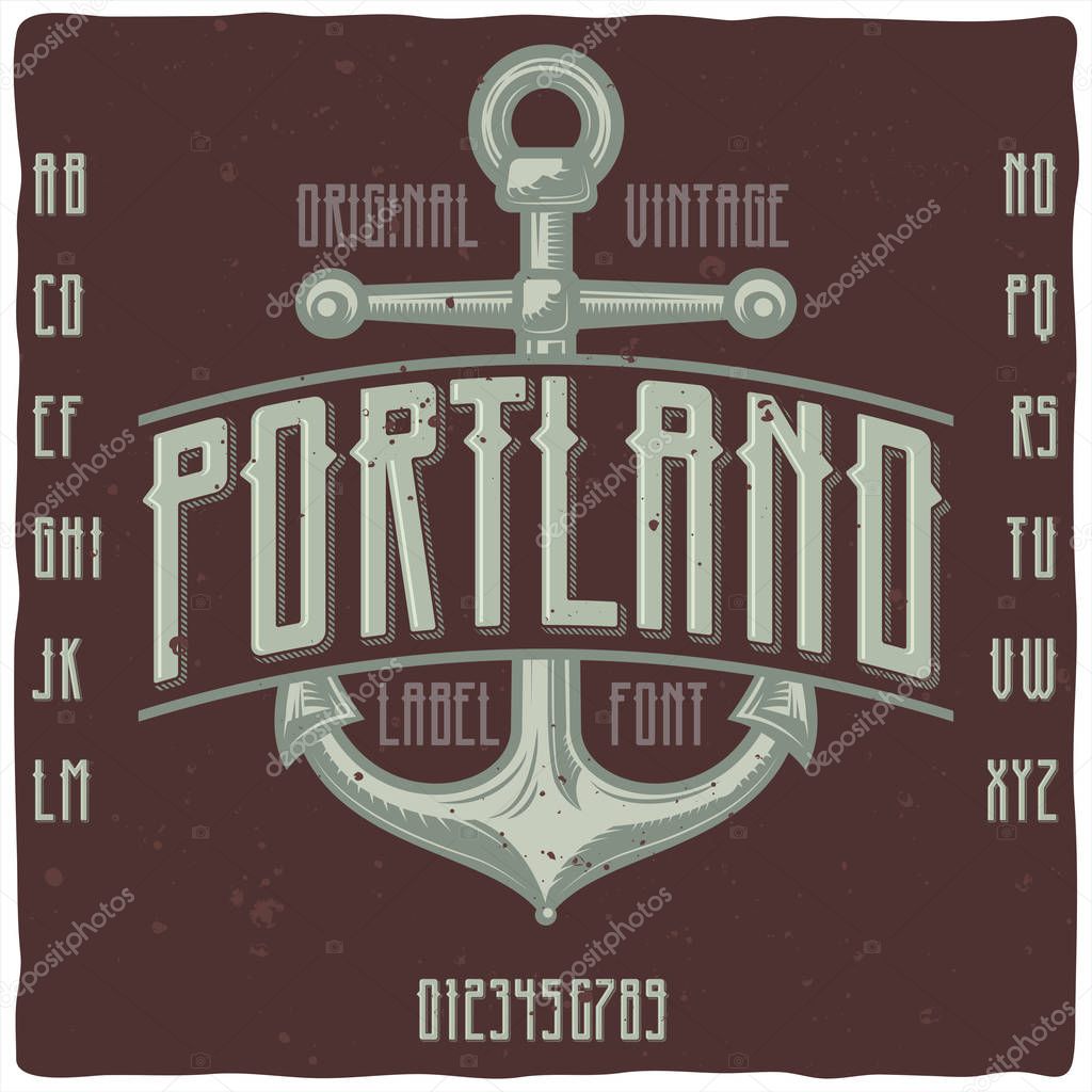 Original label typeface named 