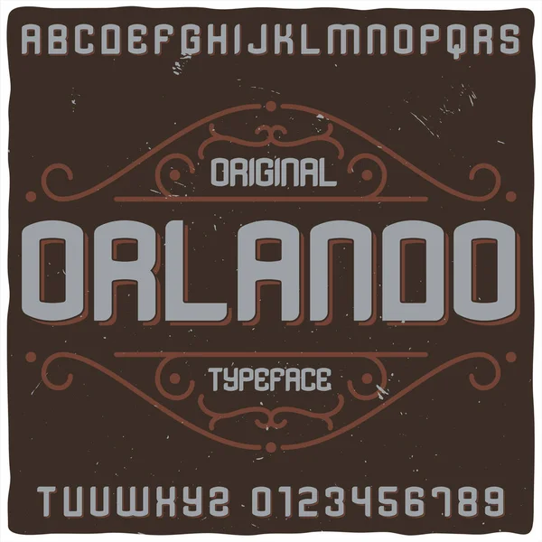 Etiqueta Vintage tipografía llamada "Orlando ". — Archivo Imágenes Vectoriales
