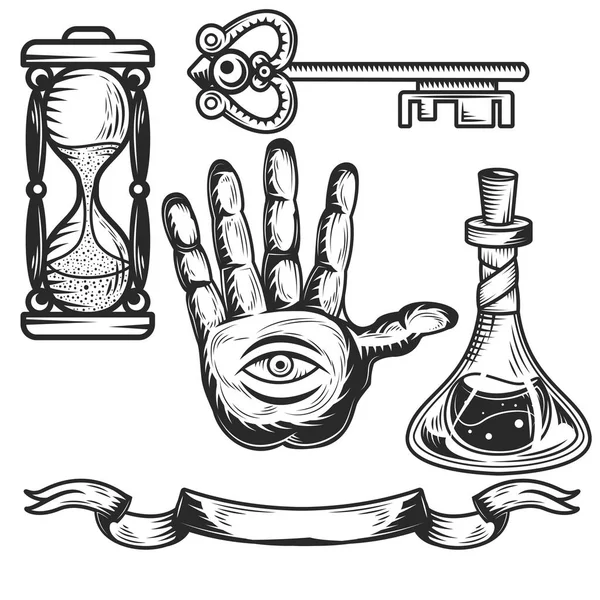 Set of alchemy elements — Stock Vector