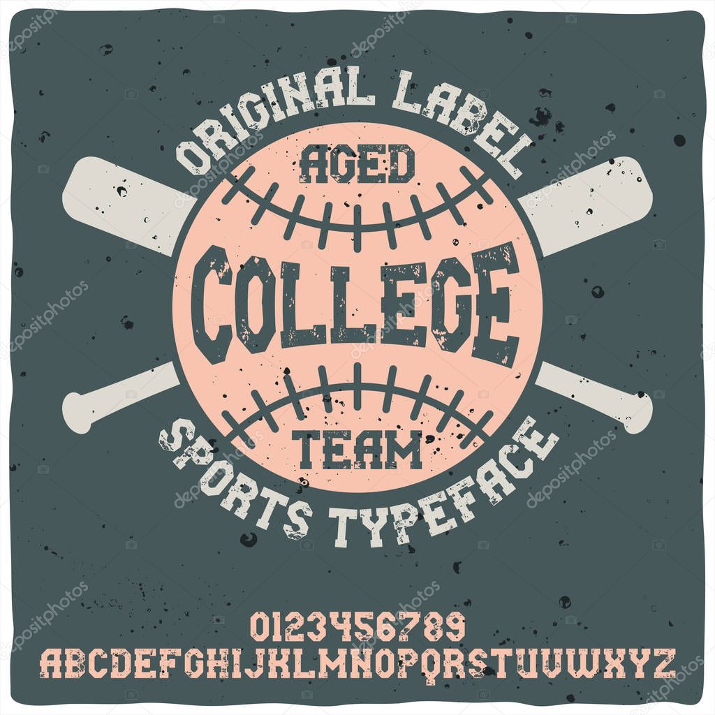 Vintage label typeface named 