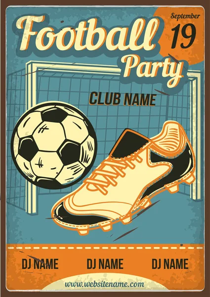Ilustración de una bota, una pelota y un gol de fútbol — Vector de stock