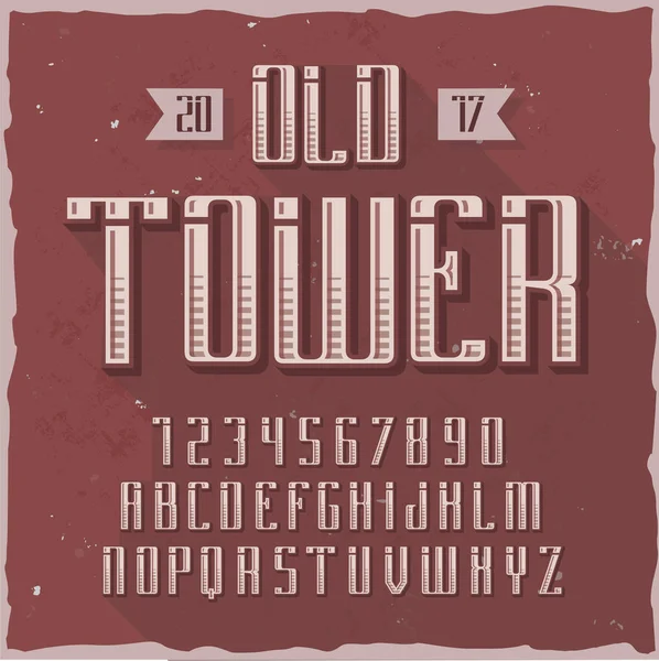 Tipo de etiqueta original llamado "Old Tower ". — Vector de stock