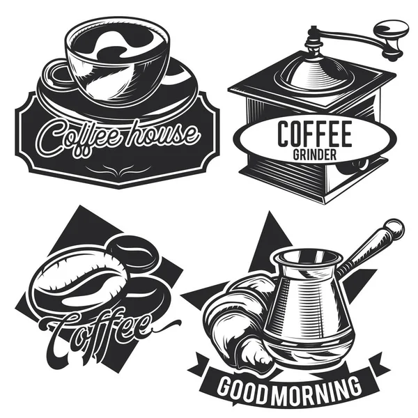 Conjunto de emblemas de café vintage — Vetor de Stock