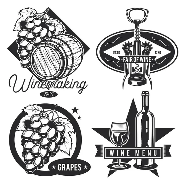 Conjunto de emblemas vintage de vino — Vector de stock