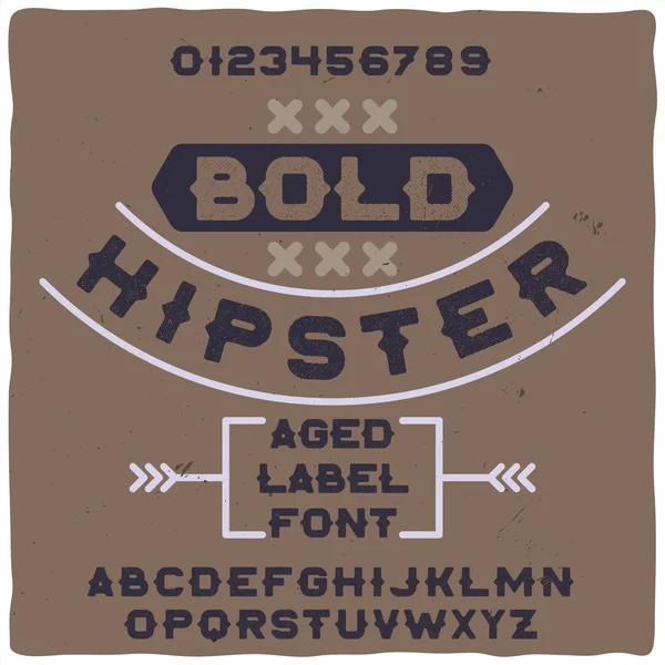 Origineel label lettertype met de naam "Bold Hipster". — Stockvector