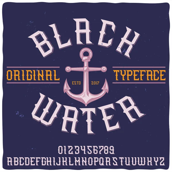 Шрифт оригінальної етикетки «чорна вода". — стоковий вектор