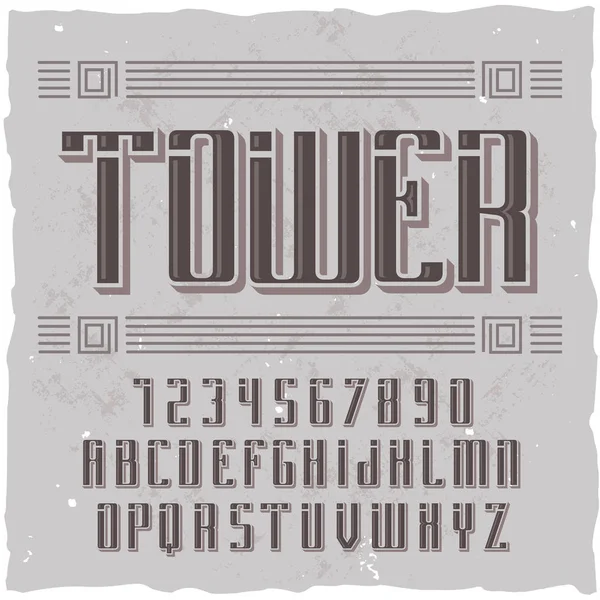 Оригинальный шрифт этикетки под названием "Башня" ". — стоковый вектор