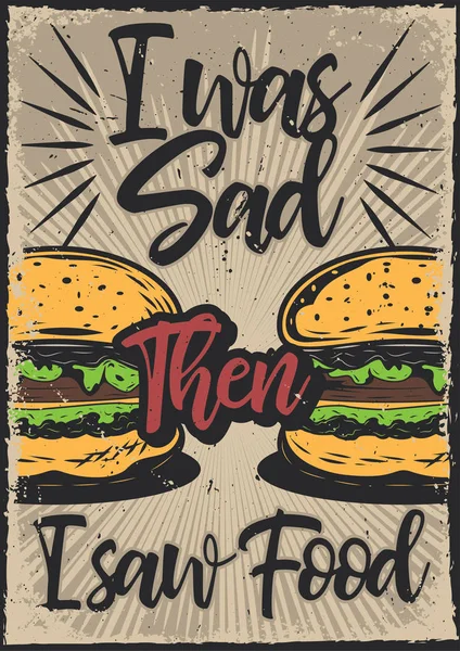 Illustration av hamburgare på Vintage bakgrund Vektorgrafik