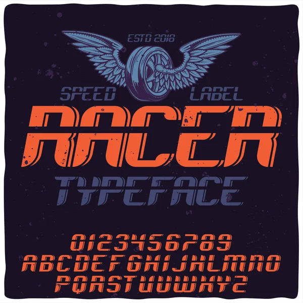 Original etikett typsnitt med namnet "racer". Stockvektor