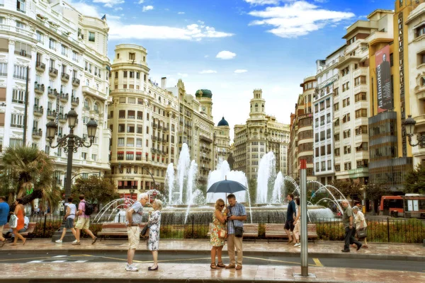 Valencia Spanje September 2018 Fontein Modernisme Plaza Stadhuisplein Modernisme Plaza — Stockfoto