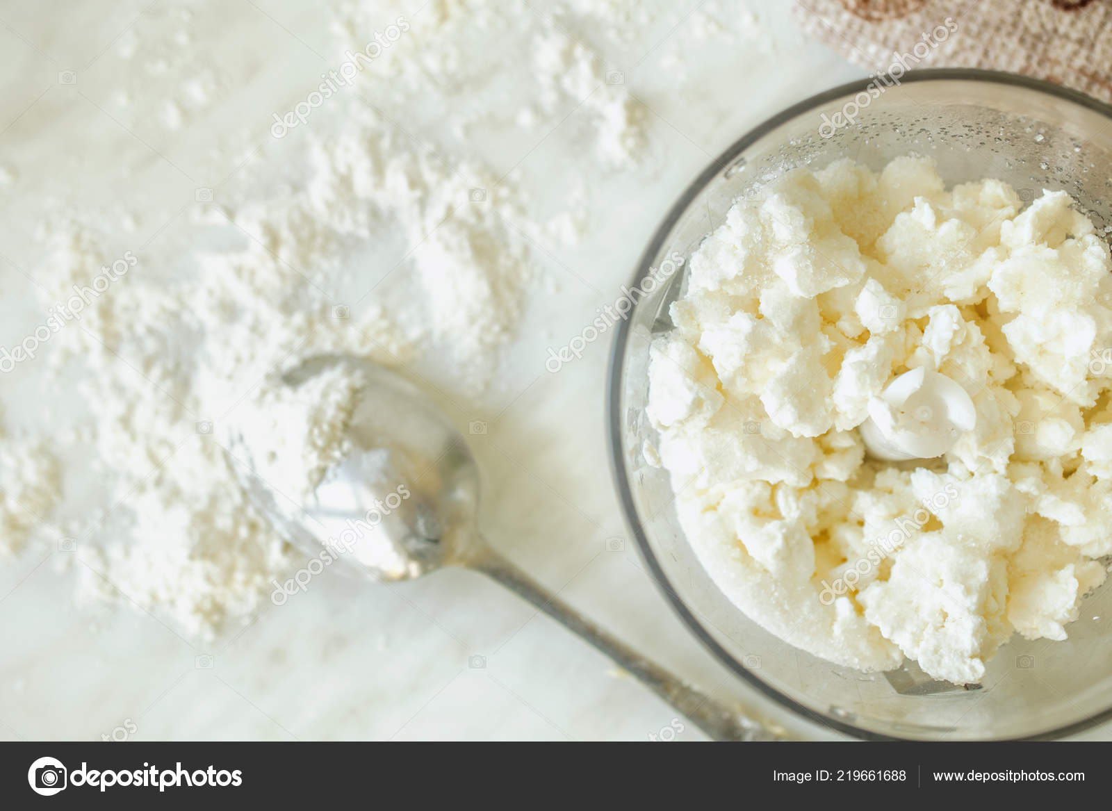 Cottage Cheese Sugar Blender White Table Stock Photo C Raddmilla