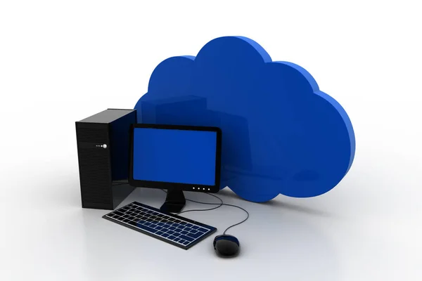 Cloud Verbinden Met Computer — Stockfoto