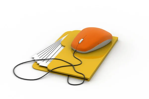 Folder Komputer Mysz Żółty — Zdjęcie stockowe