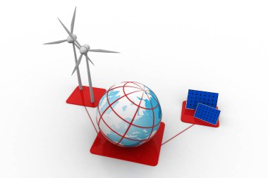 Güneş enerjisi panelleri ve rüzgar türbini