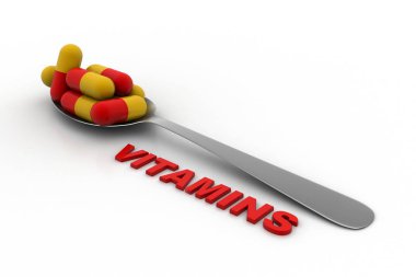 Kaşık ile vitamin tabletleri