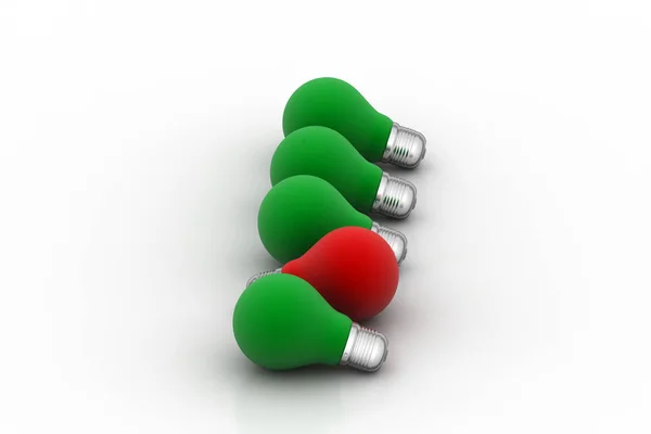 Bulbo Vermelho Bulbos Verdes Isolados Sobre Fundo Branco — Fotografia de Stock