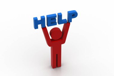 Word ile yardım izole üzerinde beyaz arka plan