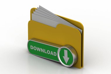 Beyaz arka plan üzerinde izole dosya download simgesi