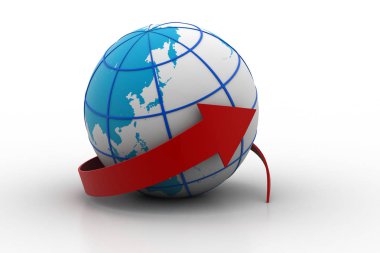 Ok beyaz arka plan üzerinde izole küre yuvarlak