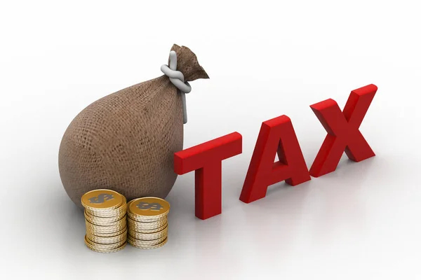 Koncepcja Zapłaty Podatku Worek Pieniądze — Zdjęcie stockowe