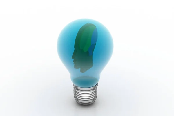 Man Head Light Bulb — Stock Photo, Image