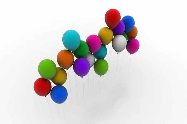 Bench Colored Balloons Isolated White Background — Stock Photo, Image