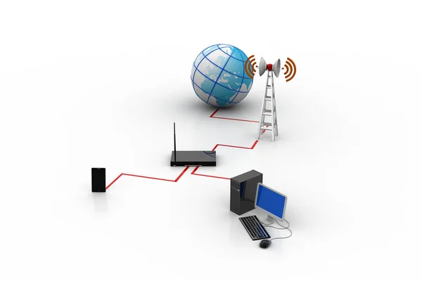 Illustration Global Network System — Stock Photo, Image