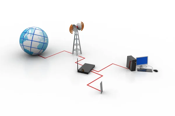 Illustratie Van Wereldwijde Netwerksysteem — Stockfoto