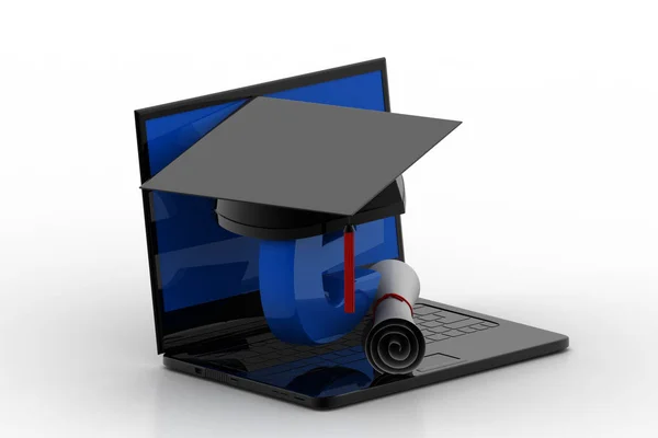 Illustratie Van Laptop Met Diploma Onderwijs Concept — Stockfoto