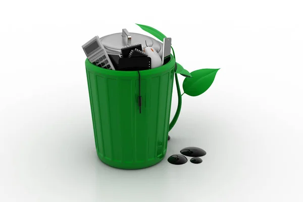 Caixa Lixo Com Planta — Fotografia de Stock