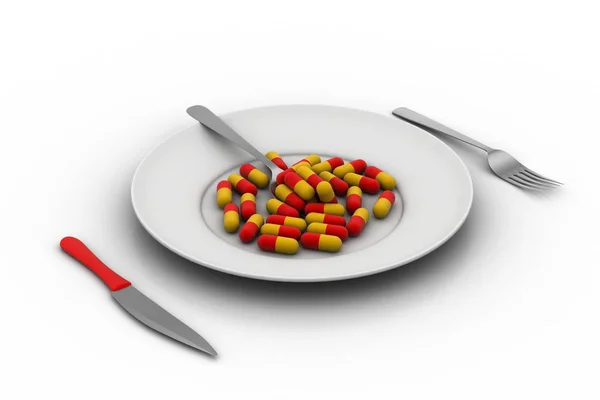 Capsule Pills Dinner Plate — Stock Photo, Image