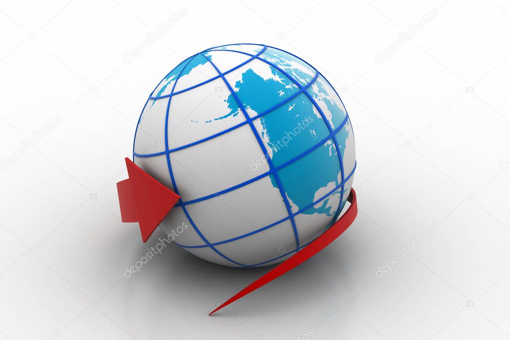 Arrow rounded globe isolated on white background