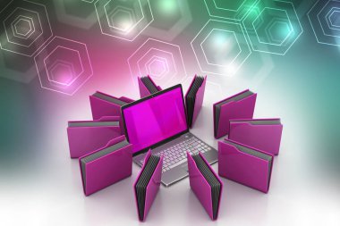 Dizüstü bilgisayar ile dosya klasörü