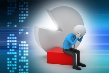 pasta grafiği parçası oturan 3d adam