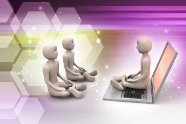 3D çizgi film insanlar meditasyon  
