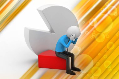 pasta grafiği parçası oturan 3d adam