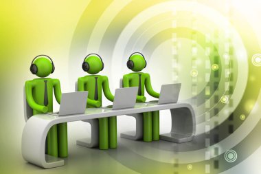 3D dizüstü bilgisayar ile modern bir Resepsiyon insanlarda  