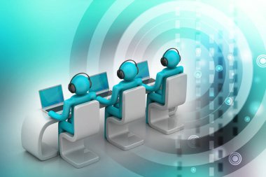 3D dizüstü bilgisayar ile modern bir Resepsiyon insanlarda  